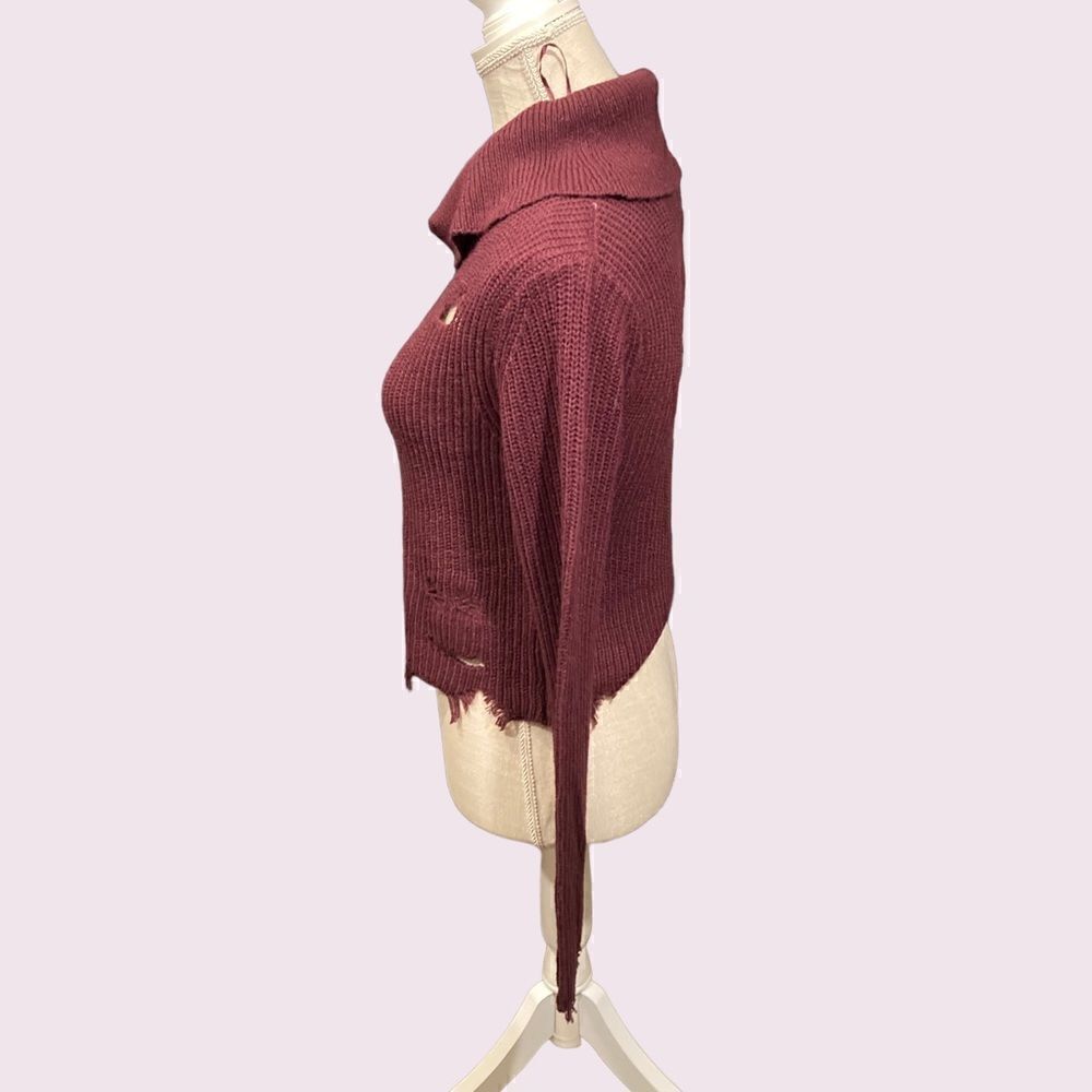 NWT Distressed Cropped Sweater - Picture 2 of 9
